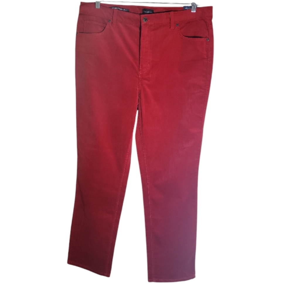 Talbots red plus size corduroy straight leg high waisted pants size 16